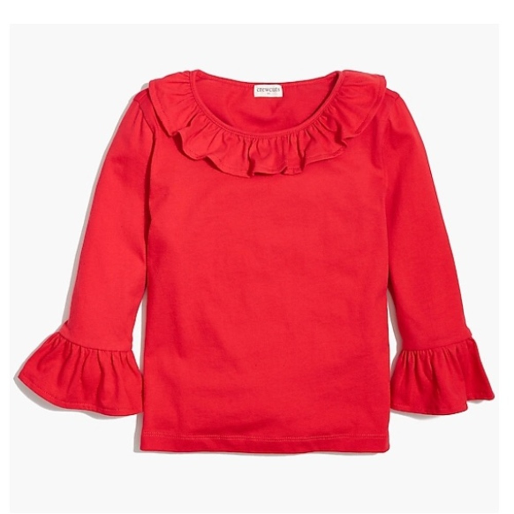 J.Crew Ruffle Collar Red Tee Size 10